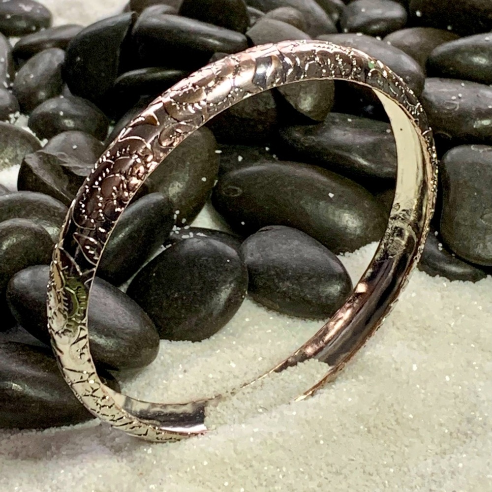 Clearance- Silver Toned Floral Band Bracelet